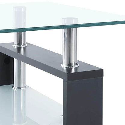 vidaXL Coffee Table Grey and Transparent Tempered Glass and Melamine