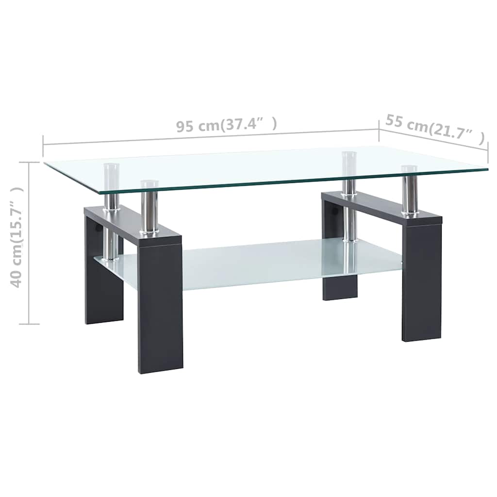 vidaXL Coffee Table Grey and Transparent Tempered Glass and Melamine