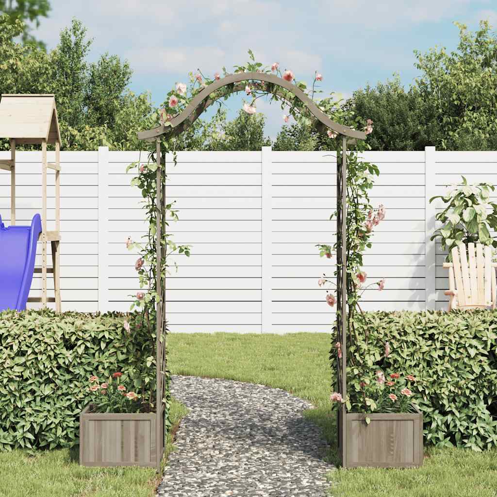 vidaXL Wooden Garden Arch Grey Solid Firwood Large Decorative Inlays