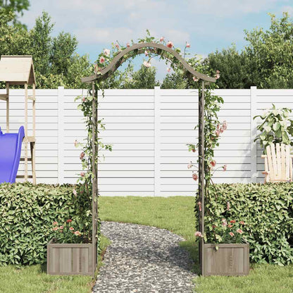 vidaXL Wooden Garden Arch Grey Solid Firwood Large Decorative Inlays
