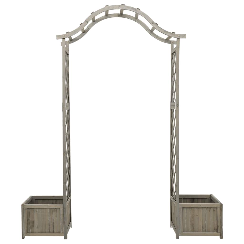 vidaXL Wooden Garden Arch Grey Solid Firwood Large Decorative Inlays