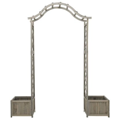 vidaXL Wooden Garden Arch Grey Solid Firwood Large Decorative Inlays