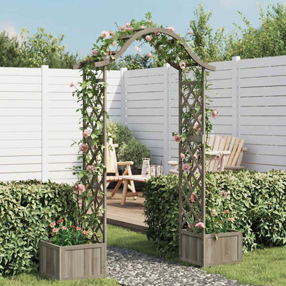 vidaXL Wooden Garden Arch Grey Solid Firwood Large Decorative Inlays