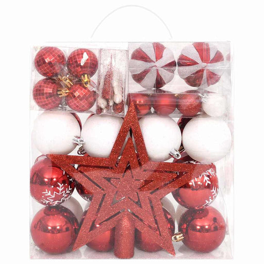 Christmas Bauble Set | Red and White | Plastic | Various