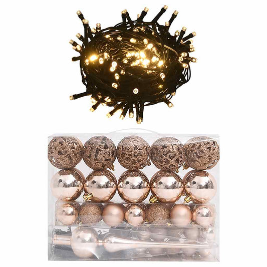 Christmas Ball Set Set of 61 Various Rose Gold Finishes