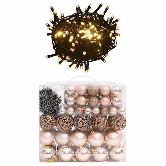 Christmas Ball Set Set of 120 Shiny rose gold Plastic Assorted