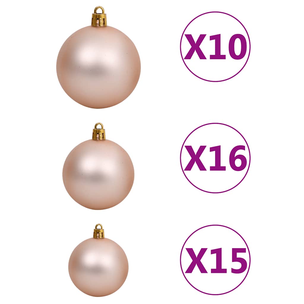 Christmas Ball Set Set of 120 Shiny rose gold Plastic Assorted