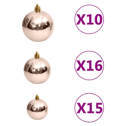 Christmas Ball Set Set of 120 Shiny rose gold Plastic Assorted