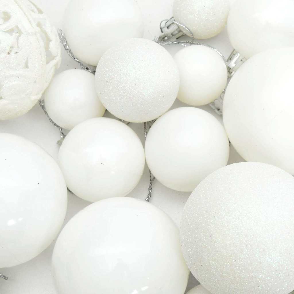 330082 vidaXL 100 Piece Christmas Ball Set White