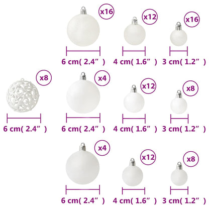 330082 vidaXL 100 Piece Christmas Ball Set White