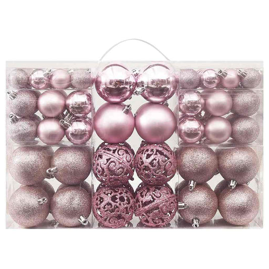 100 Piece Christmas Ball Set Pink
