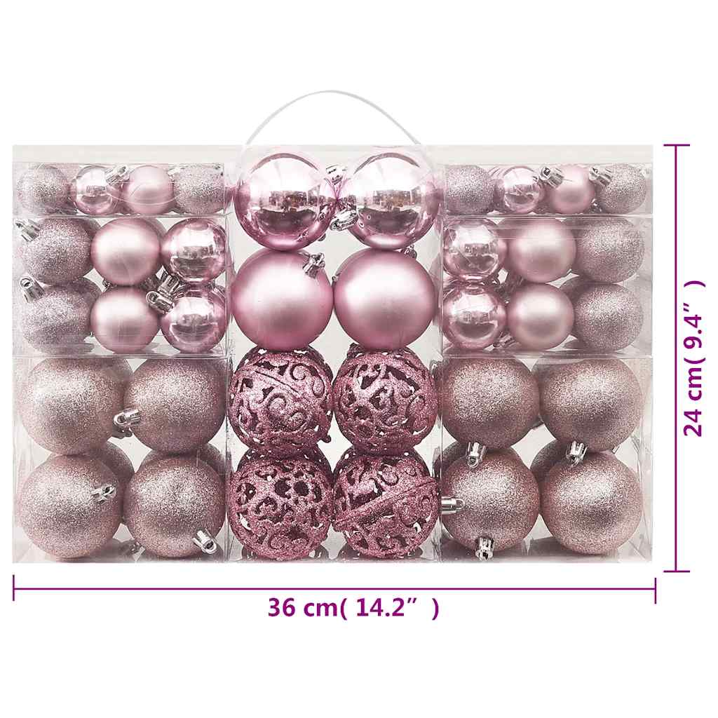 100 Piece Christmas Ball Set Pink