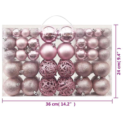 100 Piece Christmas Ball Set Pink