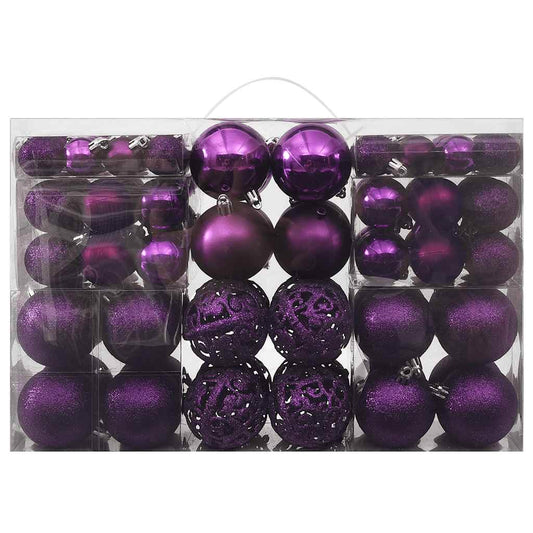100 Piece Christmas Ball Set Purple