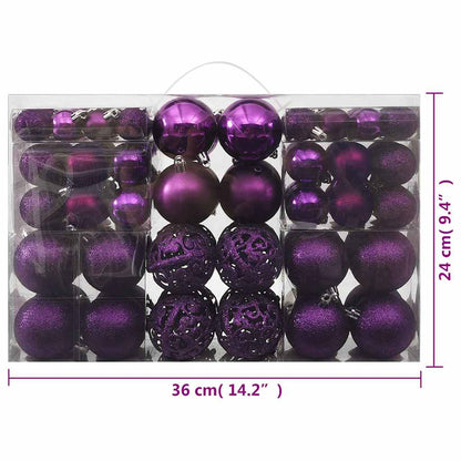 330086 vidaXL 100 Piece Christmas Ball Set Purple