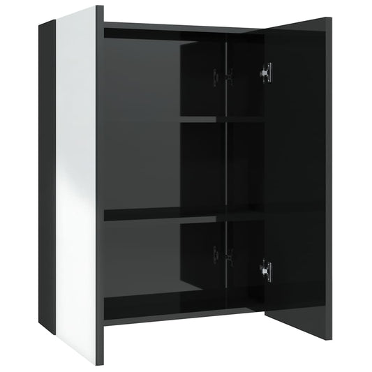 Mirror Cabinet | Shining black | MDF with melamine surface, glass