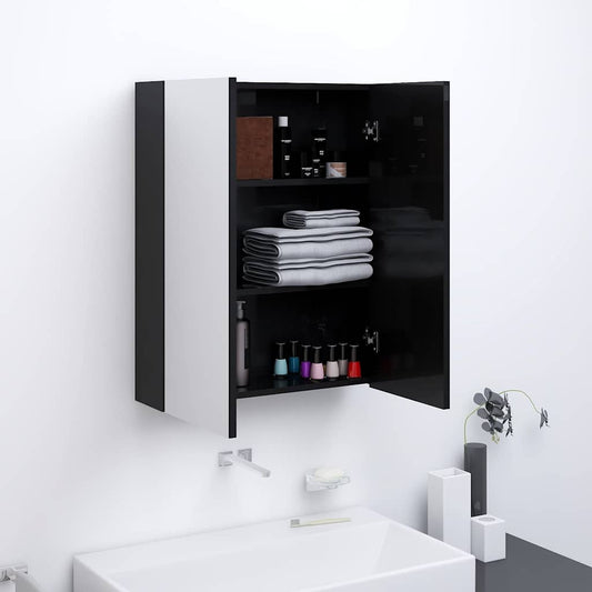 Mirror Cabinet | Shining black | MDF with melamine surface, glass