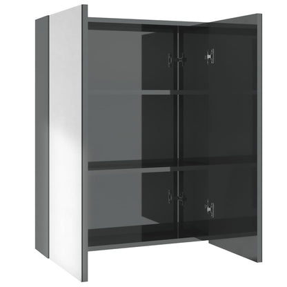 Bathroom Mirror Cabinet 60x15x75 cm MDF Shining Grey