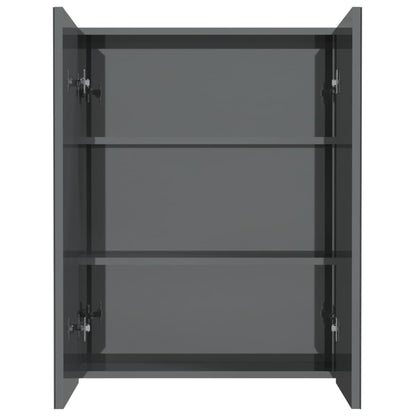 Bathroom Mirror Cabinet 60x15x75 cm MDF Shining Grey