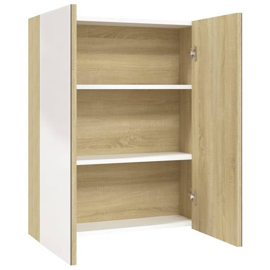 Mirror Cabinet | White and Oak | MDF with melamine surface and glass
