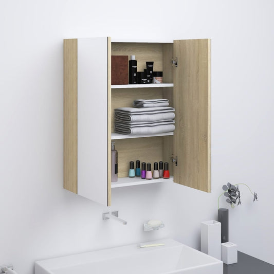 Mirror Cabinet | White and Oak | MDF with melamine surface and glass