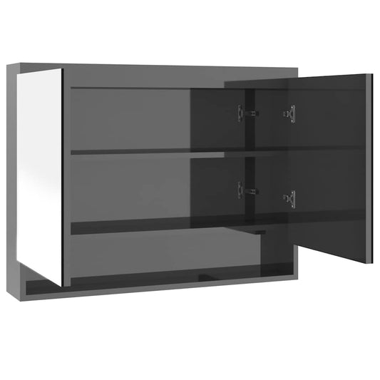 Mirror Cabinet | Shining grey | MDF with melamine surface, glass