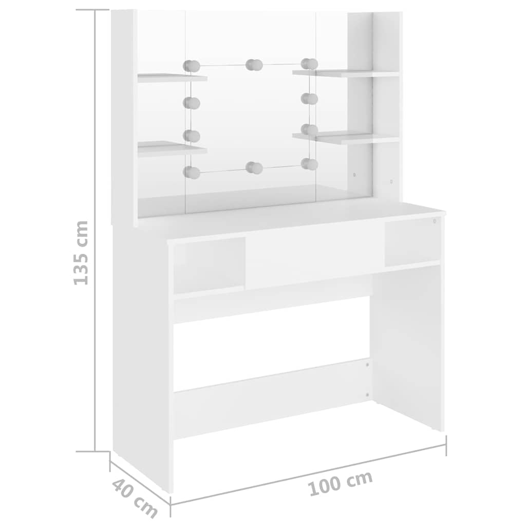 Makeup Table | White | MDF with melamine surface | Medium | Makeup Table