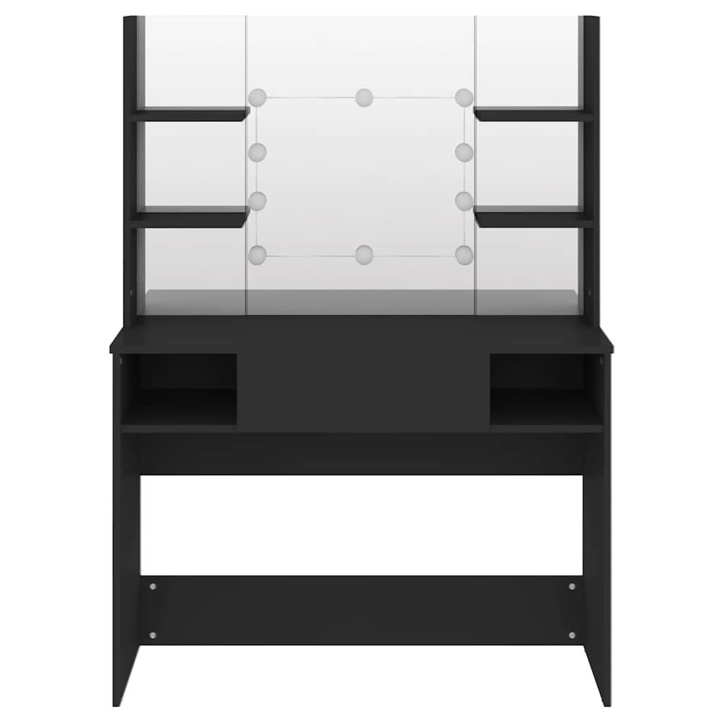 Makeup Table with LED Lights 100x40x135 cm MDF Black