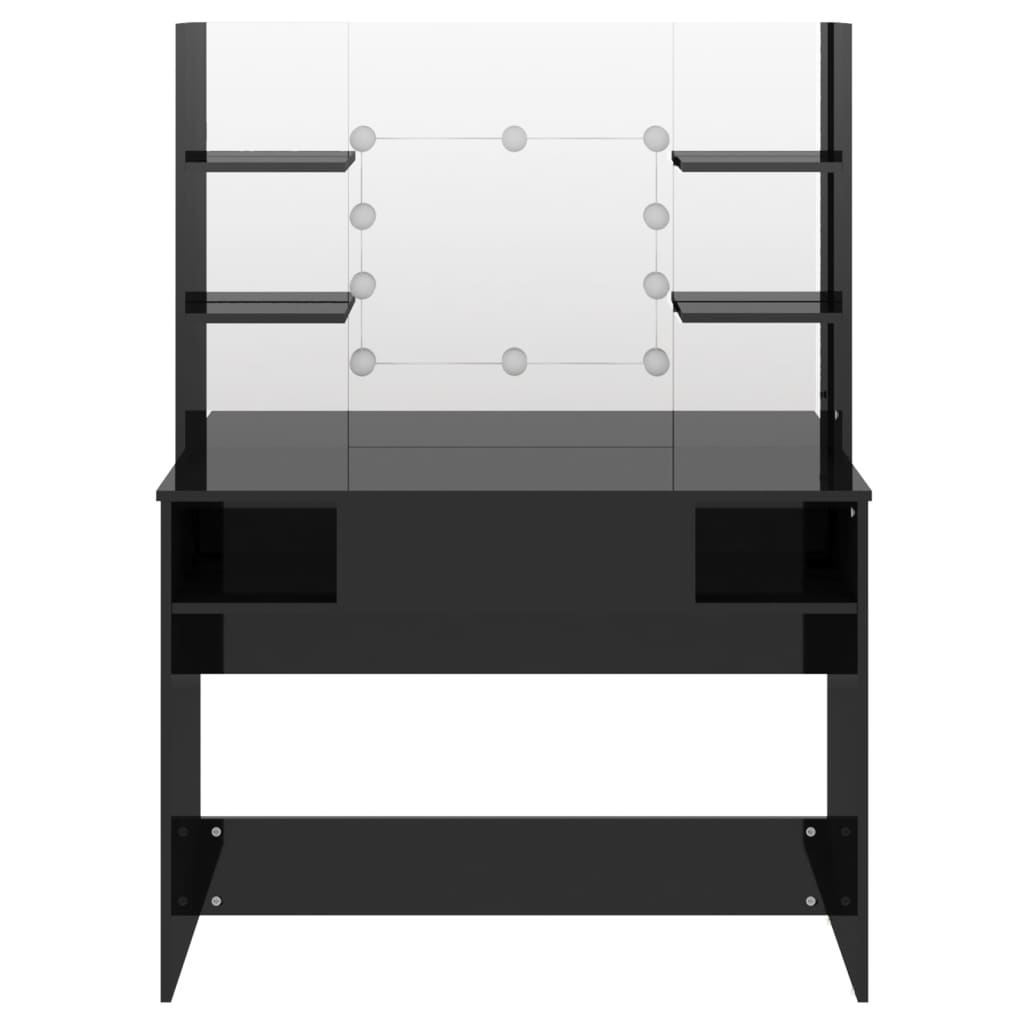 Makeup Table | Shiny black | MDF with a melamine surface | 100x40x135 cm