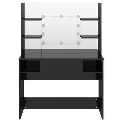 Makeup Table | Shiny black | MDF with a melamine surface | 100x40x135 cm