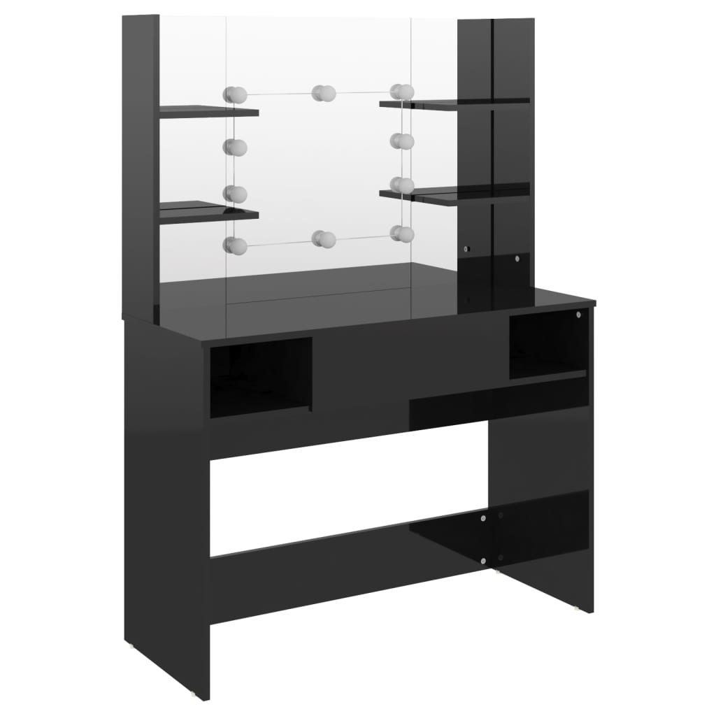 Makeup Table | Shiny black | MDF with a melamine surface | 100x40x135 cm