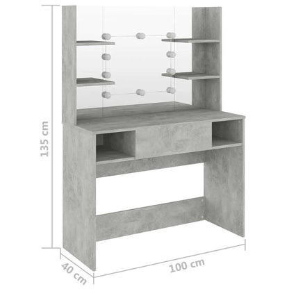 Makeup Table | Concrete grey | MDF with melamine surface | Medium