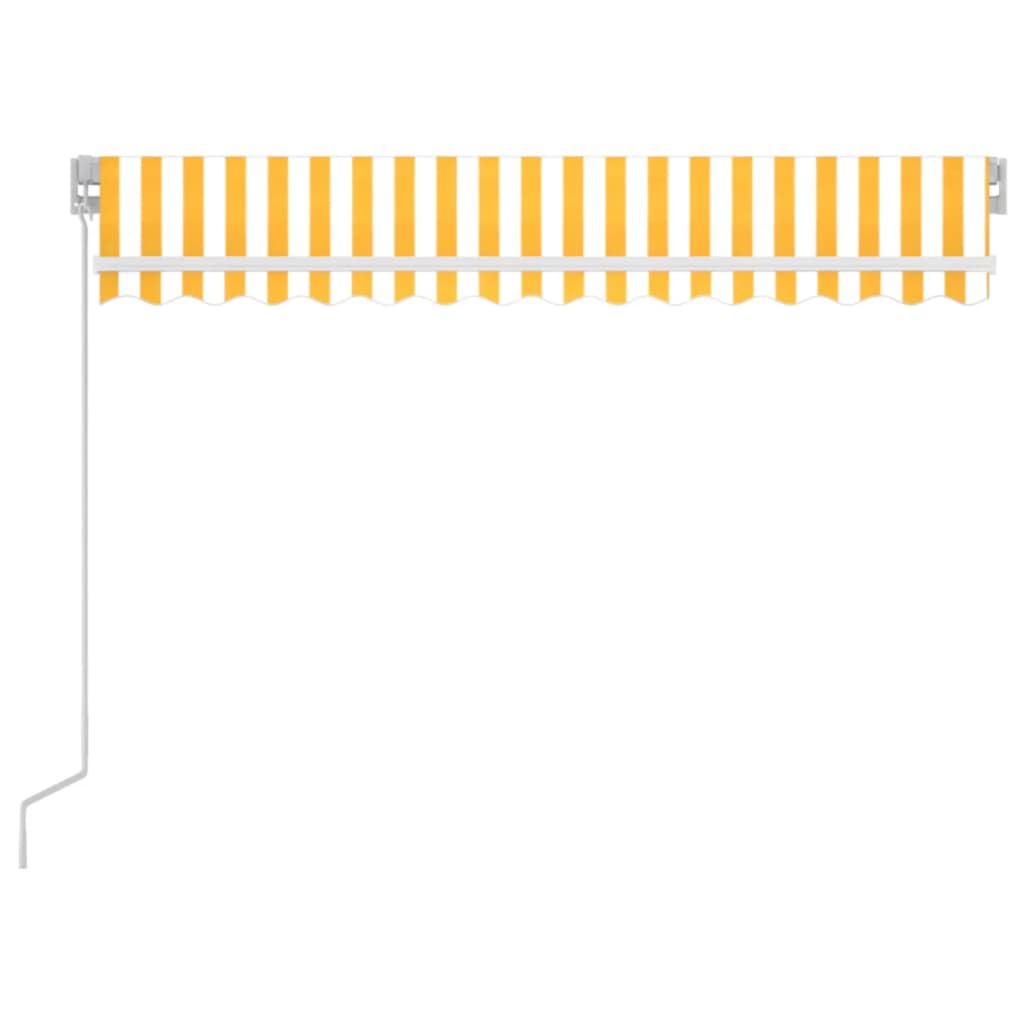 3068883 vidaXL Manual Retractable Awning with LED 350x250 cm Yellow and White (313200+313174)