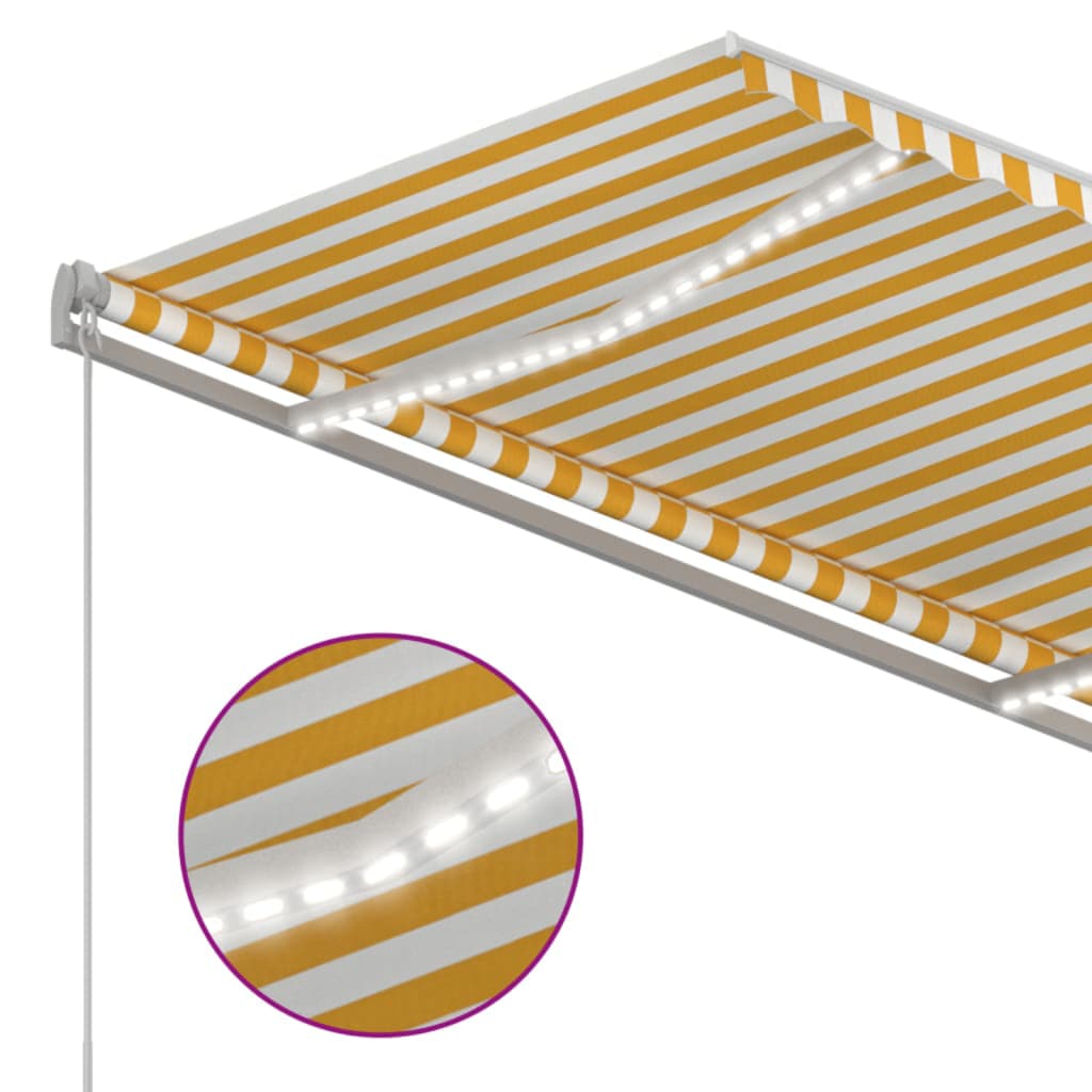 3068883 vidaXL Manual Retractable Awning with LED 350x250 cm Yellow and White (313200+313174)