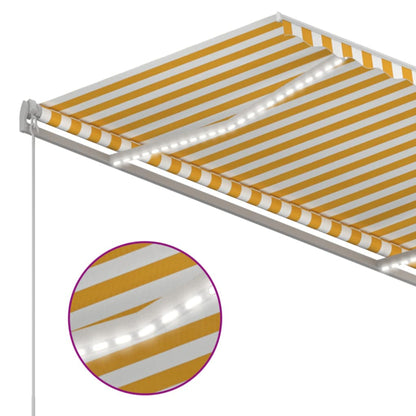 3068883 vidaXL Manual Retractable Awning with LED 350x250 cm Yellow and White (313200+313174)