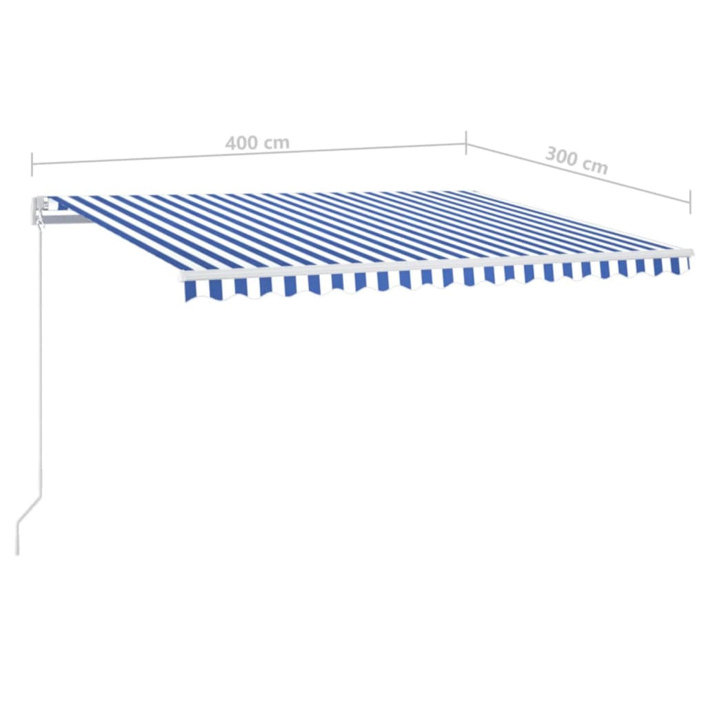 Retractable Awning | Blue and white | Powder-coated aluminium | Large