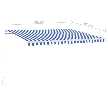 Retractable Awning | Blue and white | Powder-coated aluminium | Large
