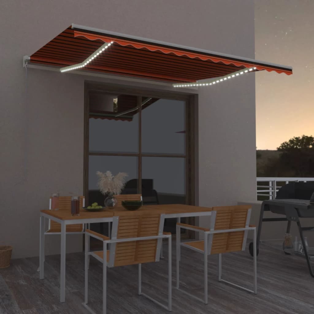 Retractable Awning | Orange and Brown | Aluminium | Large | Retractable