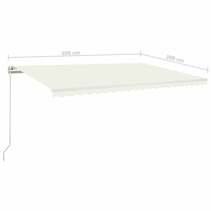 Manual Retractable Awning with LED 500x300 cm Cream