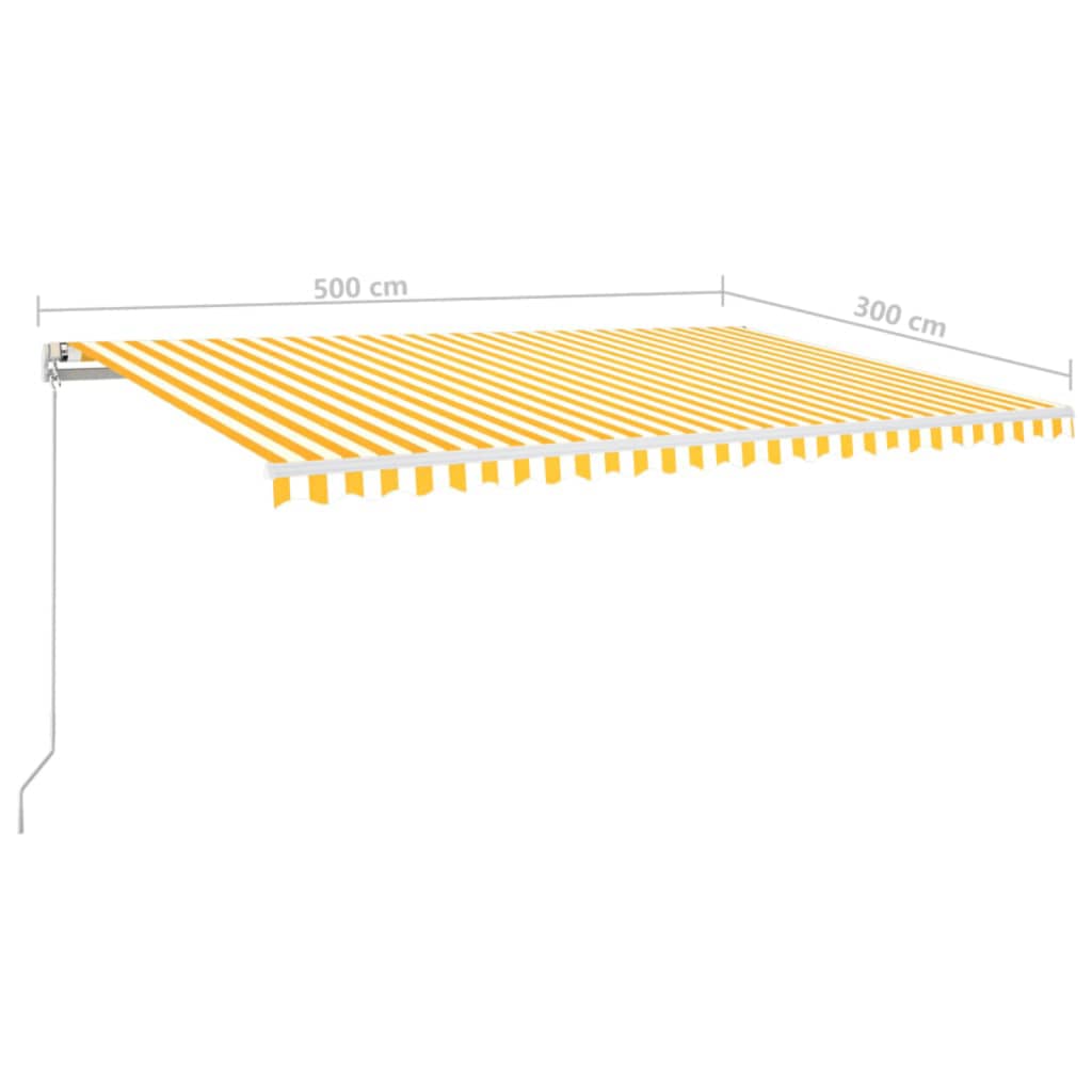 Manual Retractable Awning with LED 500x300 cm Yellow and White