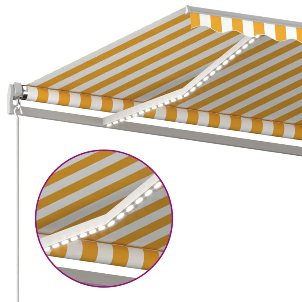 Manual Retractable Awning with LED 600x300 cm Yellow and White