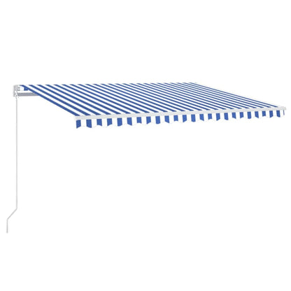 Manual Retractable Awning with LED 450x350 cm Blue and White