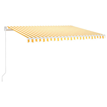 Manual Retractable Awning with LED 450x350 cm Yellow and White