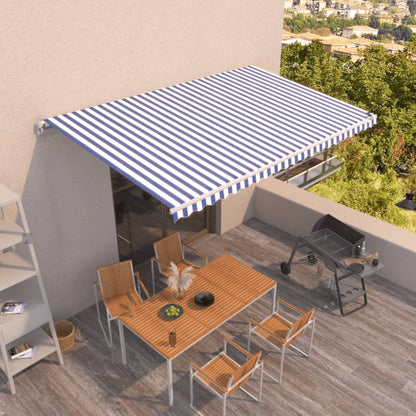 Manual Retractable Awning 500x350 cm Blue and White