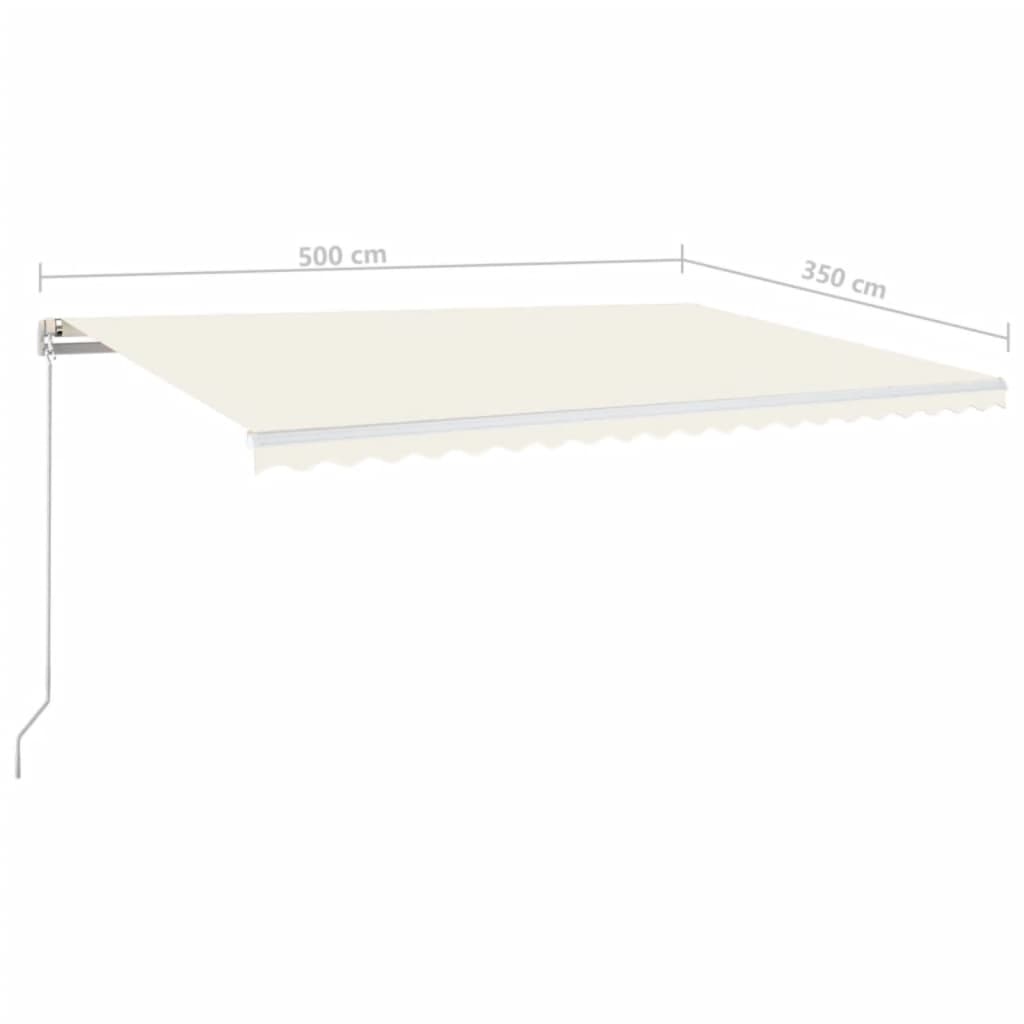 Manual Retractable Awning with LED 500x350 cm Cream