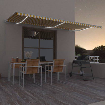 Manual Retractable Awning with LED 600x350 cm Yellow and White