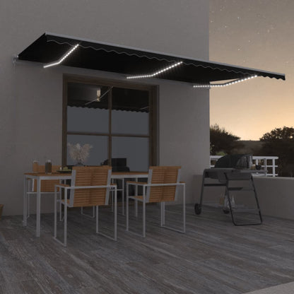 Manual Retractable Awning with LED 600x350 cm Anthracite