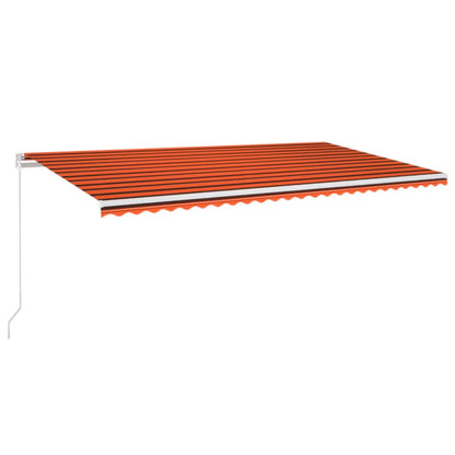 Manual Retractable Awning with LED 600x350 cm Orange and Brown