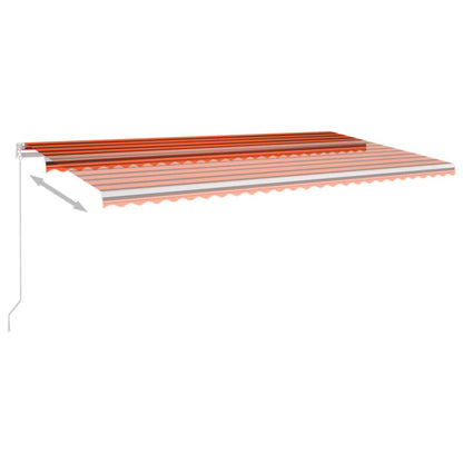 Manual Retractable Awning with LED 600x350 cm Orange and Brown