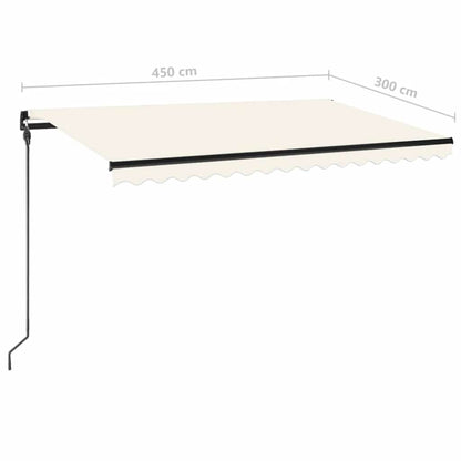 Manual Retractable Awning with LED 450x300 cm Cream